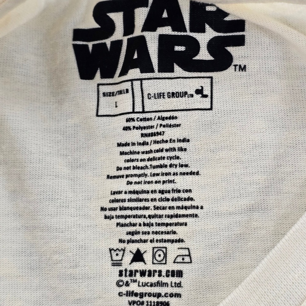Star Wars Retro Rainbow Graphic Tee Cream Mens Large C-Life Group Short Sleeve - Picture 4 of 5
